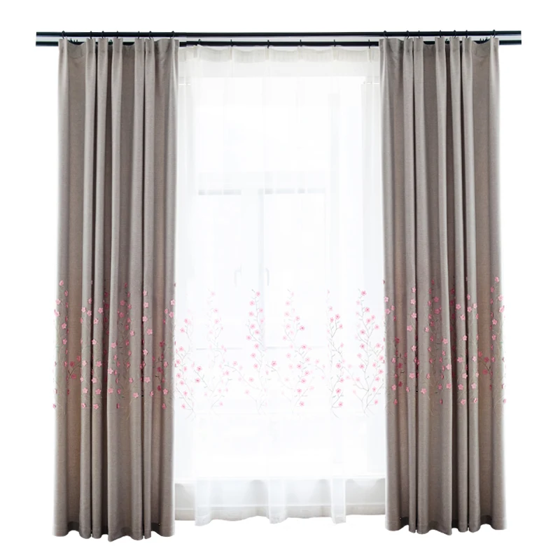 Модные затемняющие шторы с вышивкой на заказ новинка 80% розовой оконные для