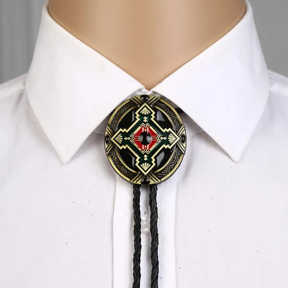 

Classis Cross copper oval shape Bolo tie for woman women Handmade Western Art Indian Alloy Necktie silvr star Pentagram