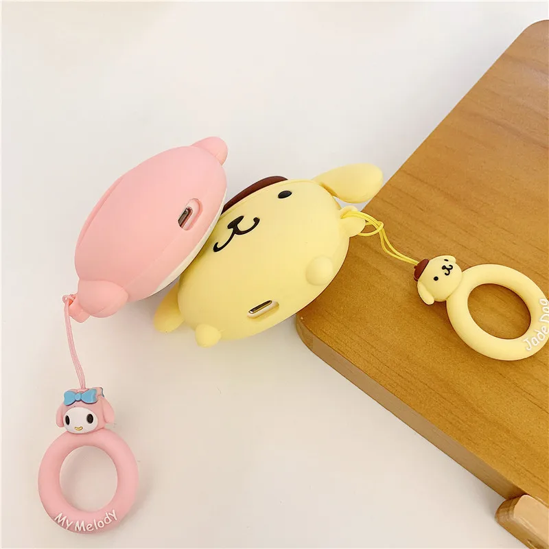 Cute Cartoon Kuromi Pom Pom Purin My Melody Shockproof Headphone Cases For Apple Airpods 1/2 Silicone funda Earphone Cover