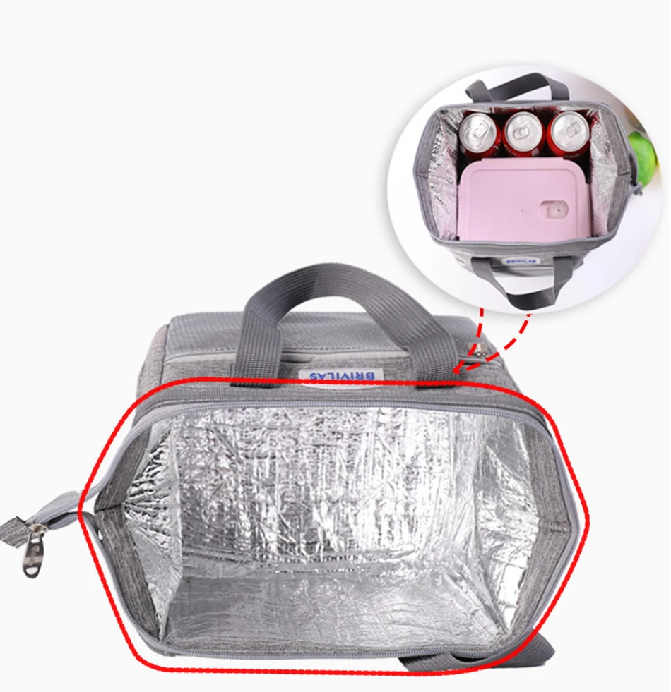 Simple Lunch Bag Cotton Frog Mouth Food Picnic Ice Bag Insulated Tote Cooler Bag Thermal Child Big Capacity Women Aluminum Foil