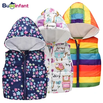 

Kids Vest Jacket for Children Tops Autumn Winter Warm Coat Toddler Waistcoat Fleece Baby Girl Outwear Boys Cartoon Clothes Cat