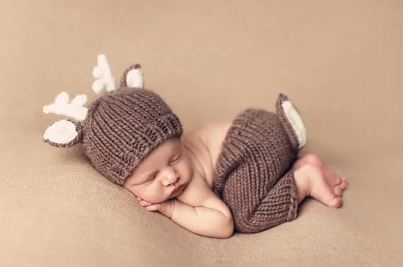 

Newborn Baby Girls Boys Crochet Baby Photo Props Knit Costume Photo Photography Prop Pants with Hat 0-1M OR 3-4M