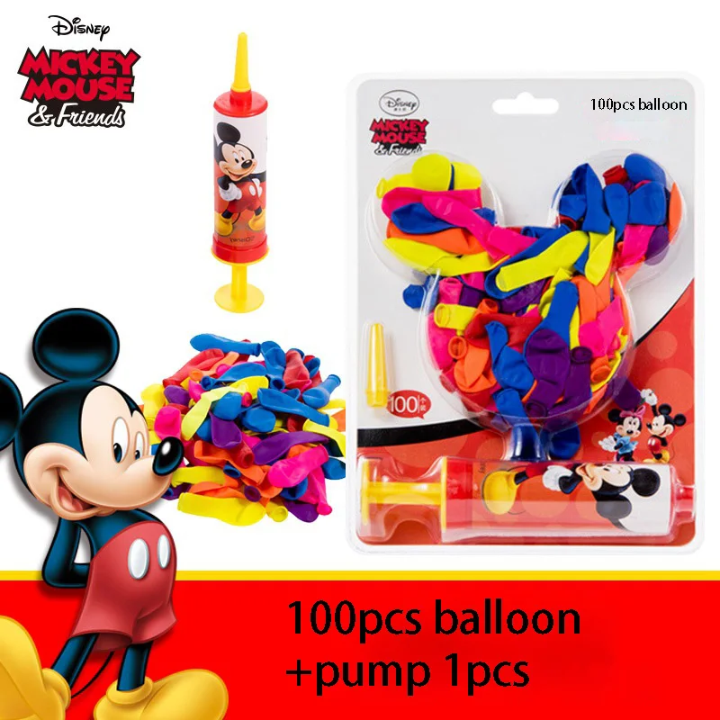 

100pcs/lot Mickey Minnie mouse Party Balloons Water Balloons 1pcs Pump Card Pack Balloon Toys for latex balloon Birthday party