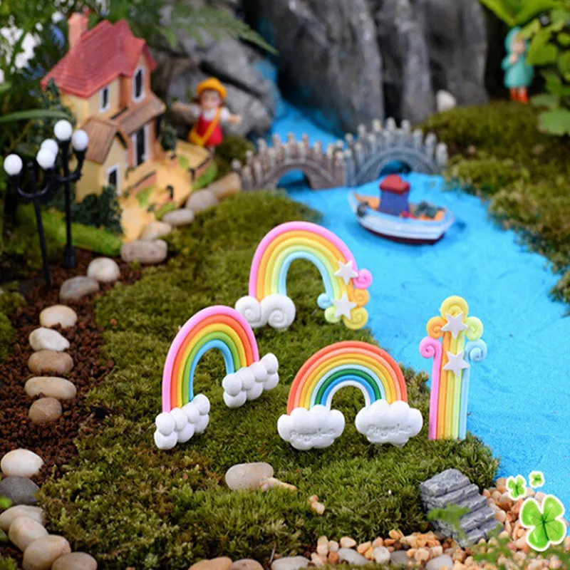 DIY Garden Ornament Miniature Star Cloud Rainbow For Dollhouse Decoration SE