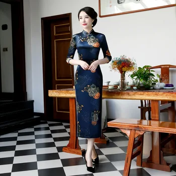 

Chinese Traditional Female Dress Velvet Sexy Long Cheongsam Velour Classic Vestidos Novelty Large Size 3XL-5XL Casual Dresses