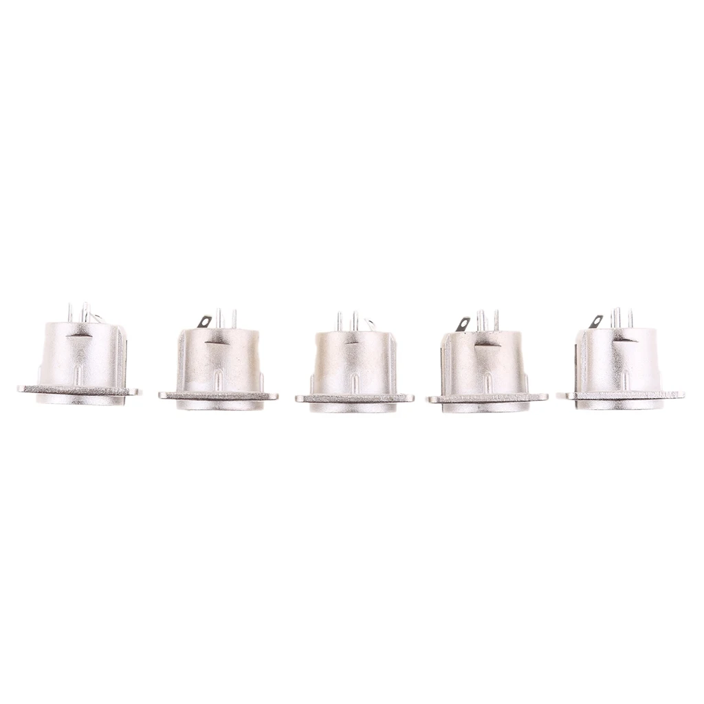 5x MagiDeal XLR 3 Pin Male Mic Panel Mount Solder Audio Video Connector
