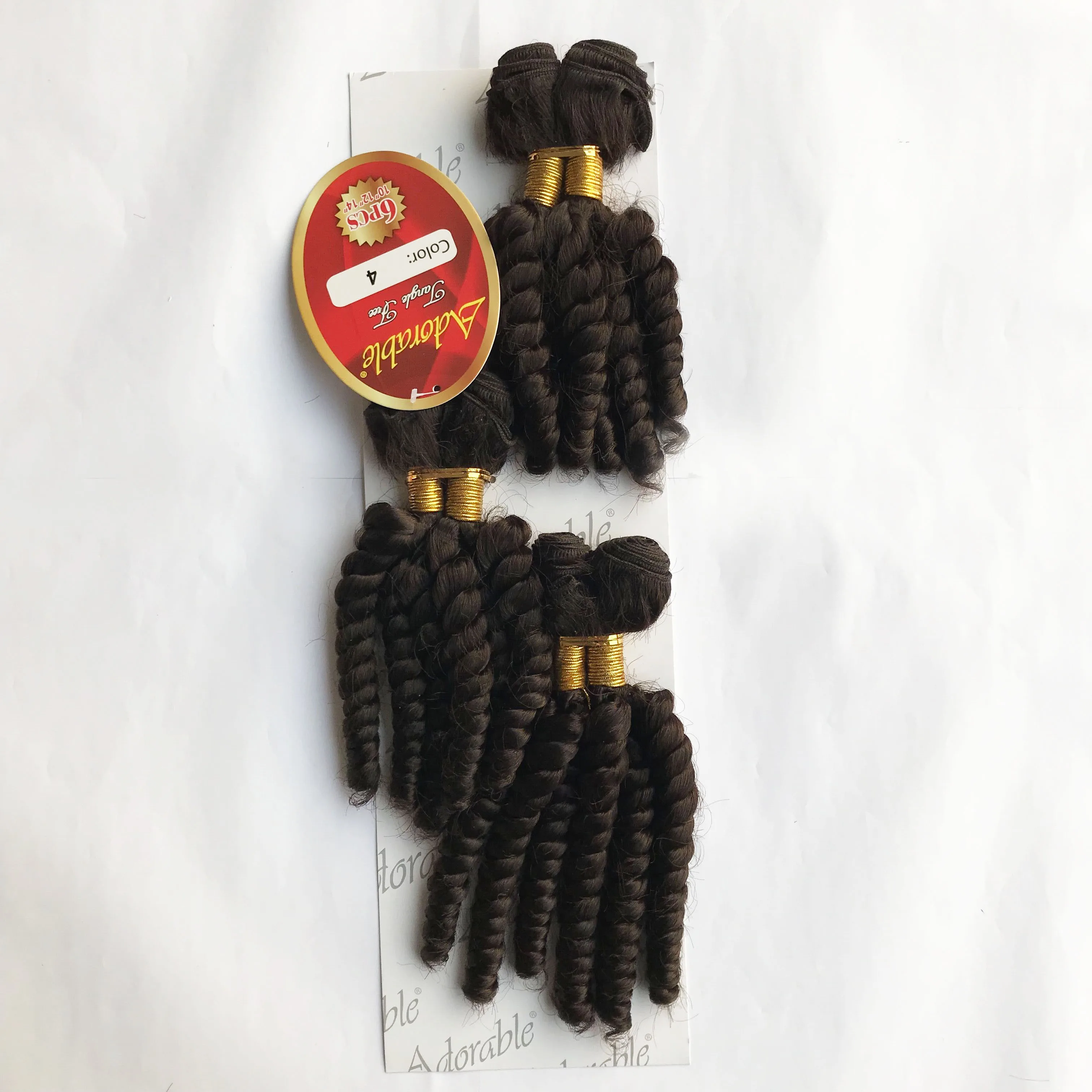 Adorable Synthetic Hair Extension GO 6PCS Set / 10-14inch Weave Bundles Natural Color African American Afro