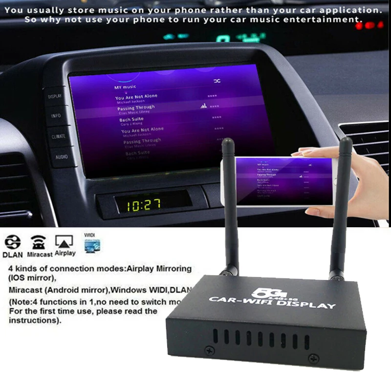 Автомобильный wi-fi-дисплей MiraBox 2,4G+ 5G DLNA Airplay для Android iOS W/HDMI
