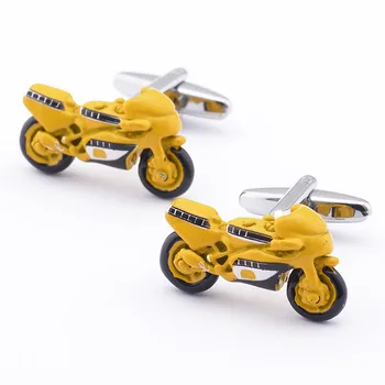 

Yellow Motorcycle Cufflinks retail silver color motorbike cufflinks men whoelsale&retail