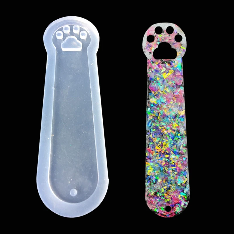 DIY Crystal Epoxy Goldfish Kitten Cat Claw Bear Blank Bookmark Resin Mold Jewelry Epoxy Ruler Mirror Mold Creative Handmade