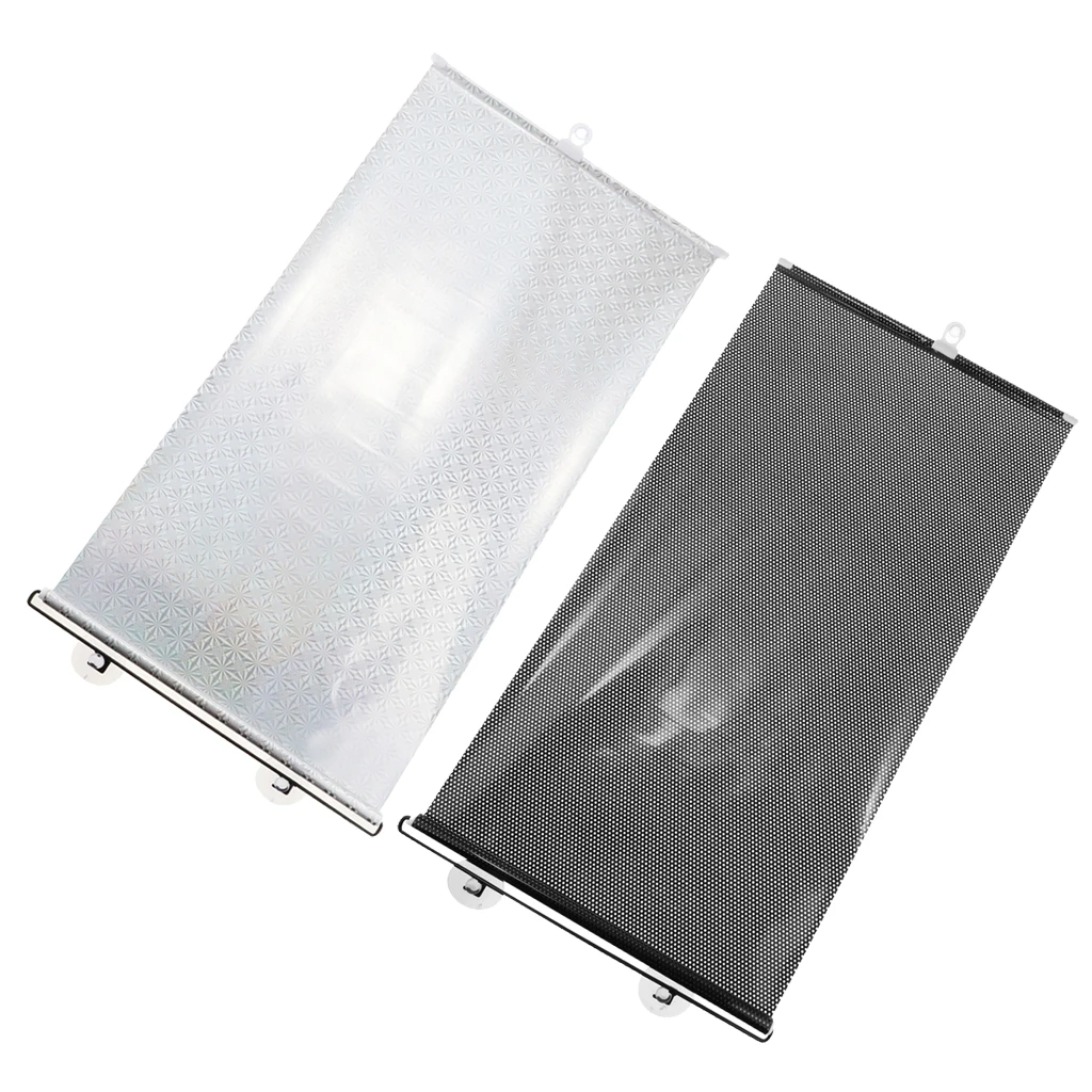 Retractable Rear Front Window Curtain Sun Shade Roller UV Cut/ Protection 40x125cm White/Black