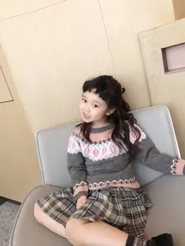 

2020 Presell October 25th Girls sweater floral pattern knitting pullover kids girls boys wool sweaters