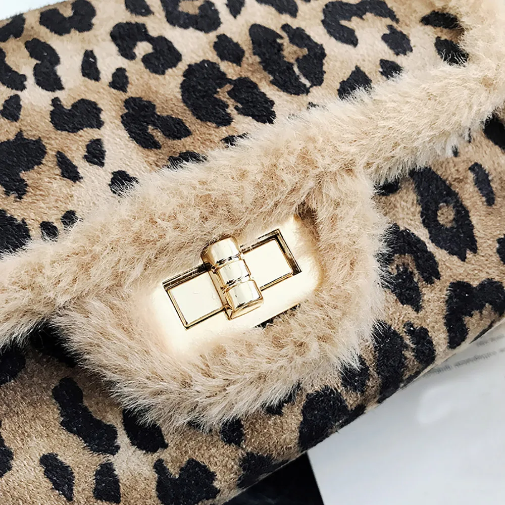 Леопардовая меховая сумка через плечо роскошная сумка-мессенджер модные сумки для женщин маленькая квадратная сумка для телефона дикий bolsos mujer кошелек