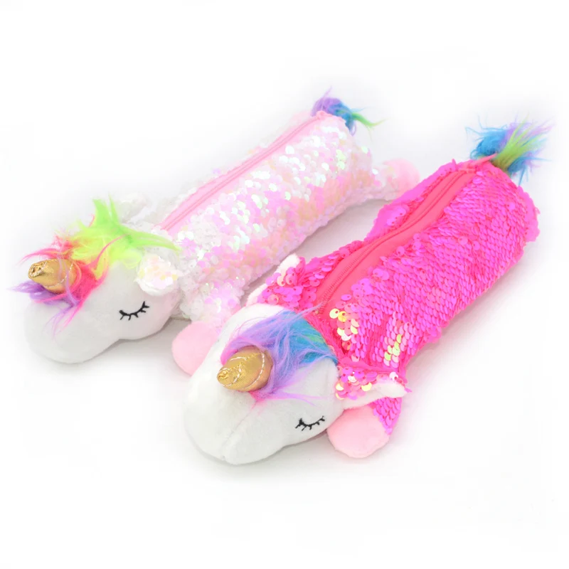 Чехол для карандашей с блестками и единорогом Estuche Unicornio Escolar Crayon Licorne Pennen Etui Детский плюшевый чехол-карандаш для школы корейский Блестящий