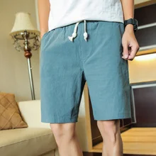 Брендовые мужские шорты высокого качества из льна и хлопка, удобные повседневные спортивные шорты, мужские уличные однотонные модные шорты, мужские FK66-1