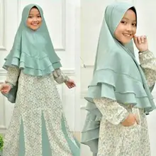Мусульманских детей хиджаб для девочки+ платье, исламский, арабский Абаи детская Рамадан с длинным рукавом Ближний Восток платья халат молитва платье из Дубаи Костюмы
