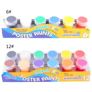 

20ml 6 Bright Colors Washable Gouache Paint for Kids School F Finger Painting Kids Painting Set