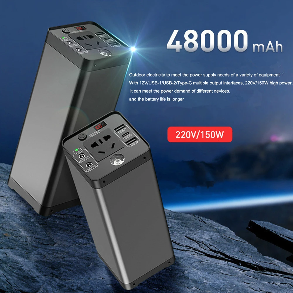 150w estação de energia portátil 48000mah bateria de lítio gerador solar multifuncional emergência ao ar livre fonte de alimentação móvel