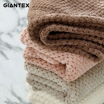 

GIANTEX 2pcs 34*74 Soft Face Towel Microfiber Adult Beach Towel Cotton Plaid Jacquard Coral Fleece Absorbent Dry Hair Towel