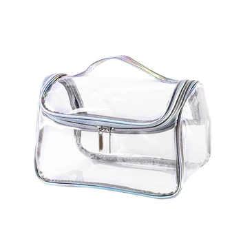 

Clear Makeup Bags Waterproof Clear PVC with Zipper Handle Portable Travel Luggage Organization Womens Toiletry Bag(White)