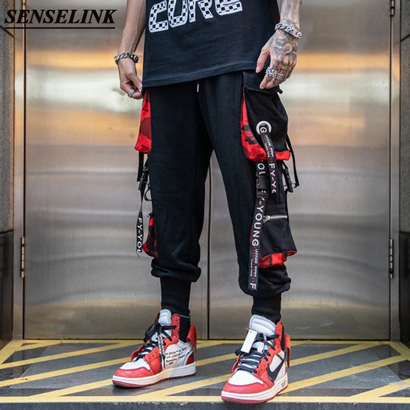 Men Casual Hip Hop Cargo Pants 2021 Spring Trend Loose Hip Hop Streamers Street Dance Pants Stretch Multi-Pocket Cargo Men Pants