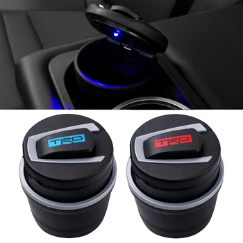 

Car styling New Auto ashtray TRD Emblem LED Light Truck Car Cigarette Fireproof Cup ashtray for TOYOTA decoration accessories