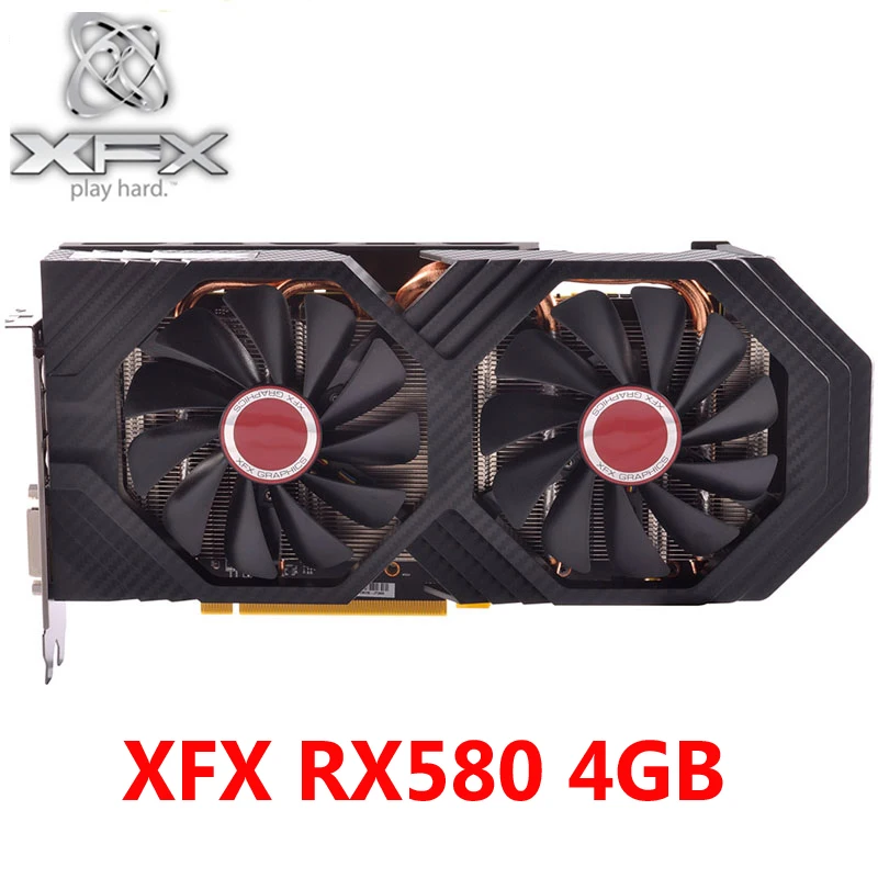 XFX RX 580 4 Гб видеокарты 256Bit GDDR5 для AMD 500 серии VGA RX580 8000 МГц/8100 МГц HDMI DVI б/у | Компьютеры