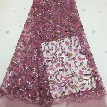 

Green Nigerian Lace Fabric 2020 Multicolor High Quality Lace French Tulle Lace Fabric With Sequins Party African Lace Material
