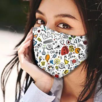 

1PC Printed Fabric PM2.5 Outdoor Washable Reuse Face Mask Protection Printing Mouth Mask Health care mascarilla reutilizable