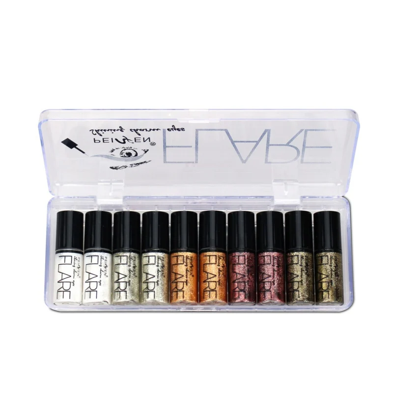 10pcs/set Glitter Liquid Eye Shadow Imagic Pigment Waterproof Smudge-Proof Long Lasting Luminous Shimmer Eyeshadow Liquid* 10pcs/set Glitter Liquid Eye Shadow Imagic Pigment Waterproof Smudge-Proof Long Lasting Luminous Shimmer Eyeshadow Liquid*