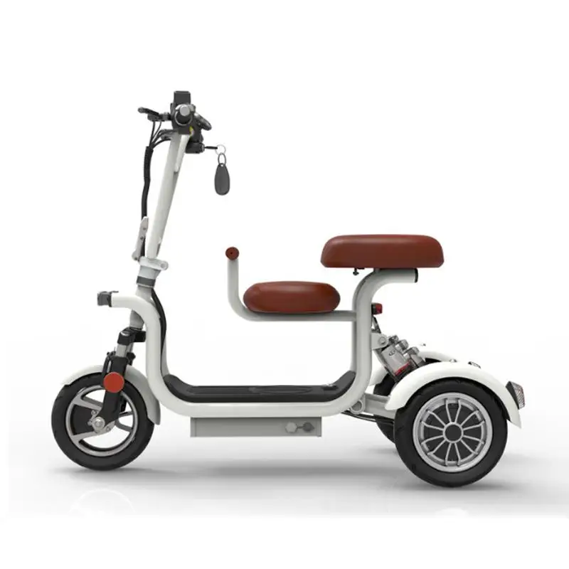 Электрический трехколесный велосипед 3-х колесный Электрический велосипед 10 дюймов 400W 48V 60 км Портативный Родитель Ребенок Электрический скутер
