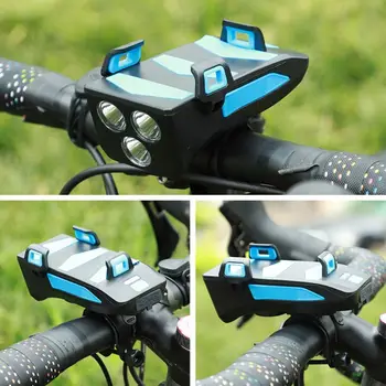 

Bike Front Light Phone Holder Bicycle Bell Power Bank Bike Accessories 4 IN 1 Cycling Lamp Flashlight