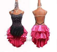 Best Offers Latin dance competition dress performance dress new high-grade black tassel skirt rose red skirt