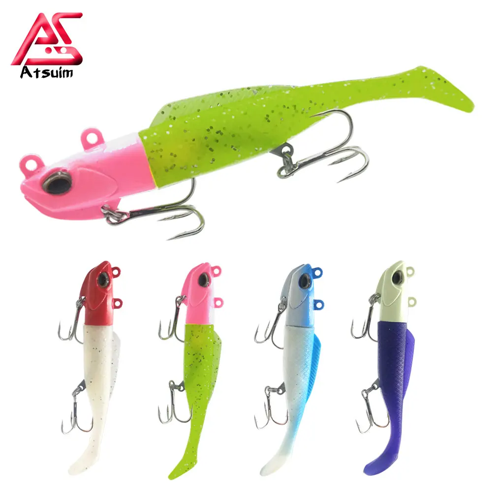 

AS Swim Bait 28g35g45g50g Lead Head Wobbler Soft Fishing Jigging Lure Glow Bass Perch Silicone Worm Rubber T-tail Cast Jig Spoon