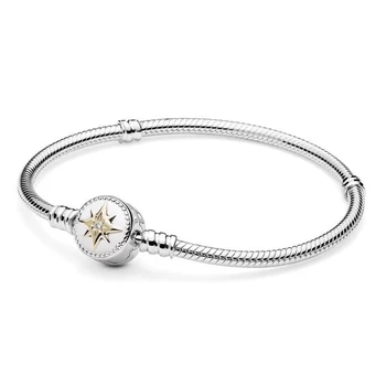 

2019 Autumn New Dinosaur Series 100% 925 Sterling Silver Moments Love Compass Bracelet Symbol and Sparkling Diamond Jewelry Gift