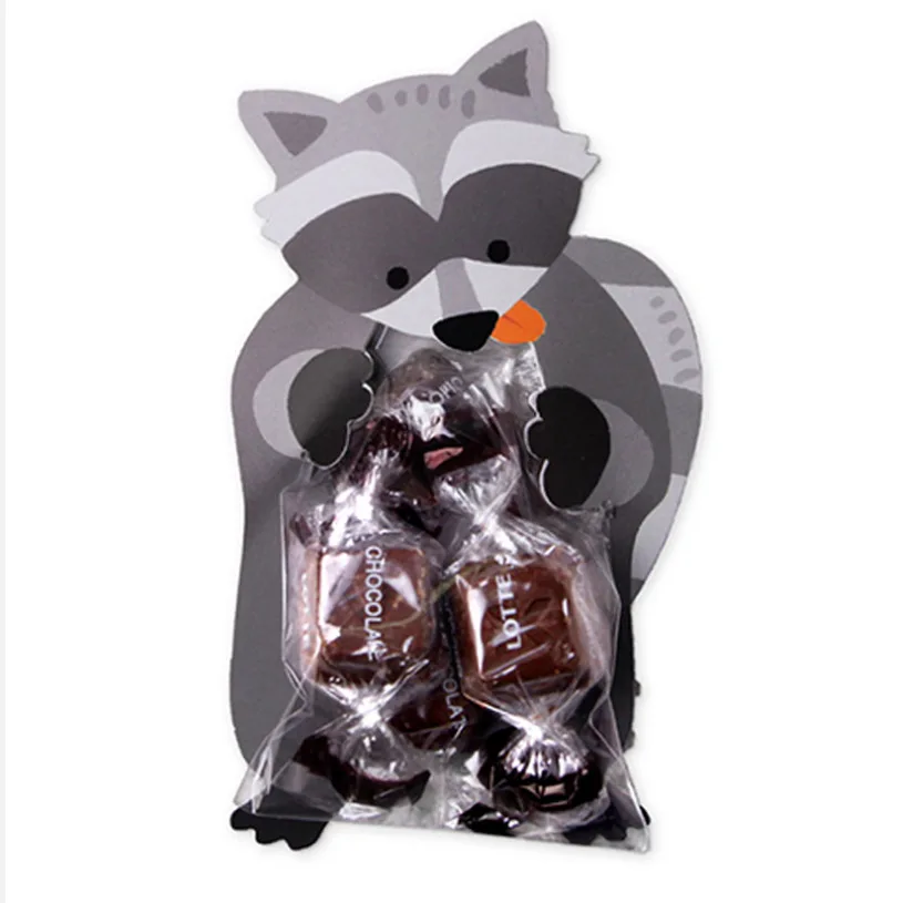 10 шт. милые Мультяшные животные Медведь Кролик конфеты сумки День рождения печенья мешок Подарочный мешок для детей день рождения конфеты Подарочный мешок