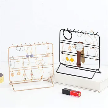 

Nordic Metal Jewelry Stand Watch Earrings Necklace Bracket Display Racks Dressing Table Woman Makeup Storage Holders Organizer