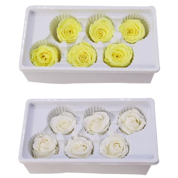 

2set Eternal Roses Heads,Real Natural Fresh Preserved Rose,Forever Rose,Immortal Flower Material Yellow & White