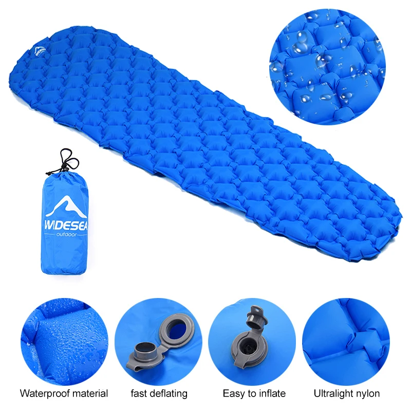Inflatable mattress Widesea Camping Inflatable Mattress In Tent Folding Camp Bed Sleeping Pad Picnic Blanket Travel Air Mat Camping Equipment