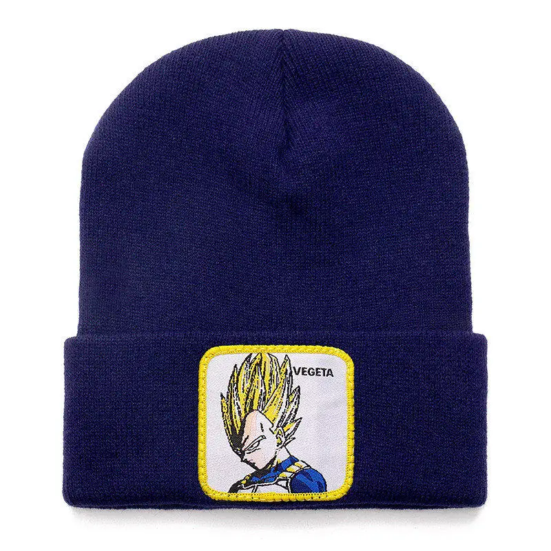 Dragon Ball Z MAJIN BUU Beanie высококачественные хлопковые повседневные шапочки для мужчин и женщин теплая вязаная зимняя шапка модная однотонная Кепка в стиле унисекс - Цвет: vegeta dark blue