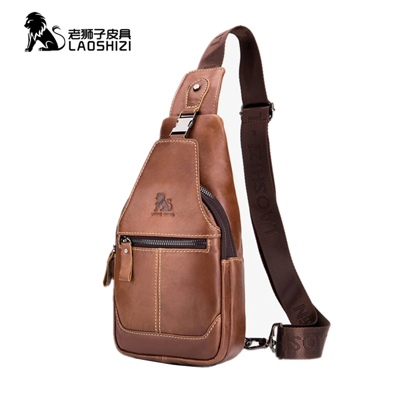 

Old lion men's leather shoulder bag business casual chest bag travel bag men's messenger bag first layer cowhide free shipping