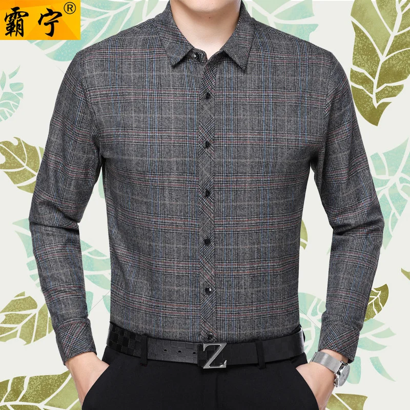 

Spring Middle-aged MEN'S Long-sleeved Shirt Middle Aged And Elderly People Daddy Clothes Spring Clothing Shirt Thin 40-50-Year-O