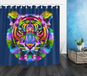 

Colorful Tiger Animals Print Polyester Waterproof Fabric Shower Curtain Set