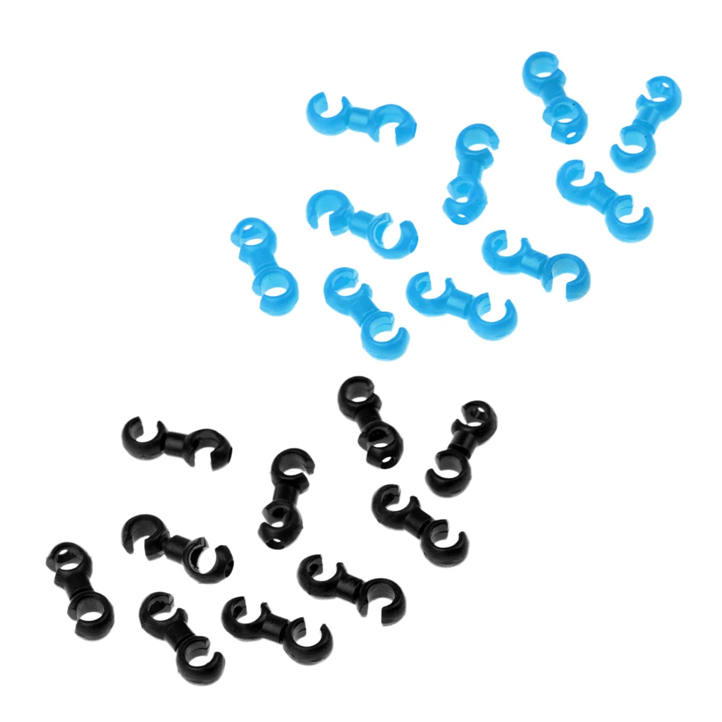 20Pcs S-style Cable Clips, Cycling Bike Bicycle Buck Holes Brake Gear Housing Guides - Black,Blue
