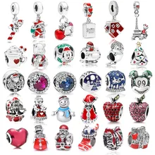 Boosbiy, 2 шт., Рождественская серия, Рождественская елка, Санта, подвеска с Санта-Клаусом, бусины, подходят для браслета Пандора и ожерелья, сделай сам, для изготовления женских ювелирных изделий