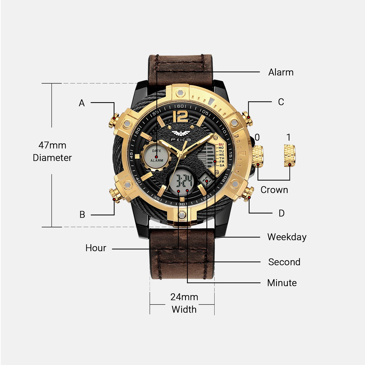 FEICE Imported Men's Quartz Watch Original Wristwatch Multifunctional Waterproof  Sport Watch Creative Fashion Watch FK038