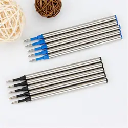 Cartouches d'encre noire/bleue pour stylo à bille gel, en métal, 5 pièces, recharges, fournitures scolaires et de bureau, papeterie 