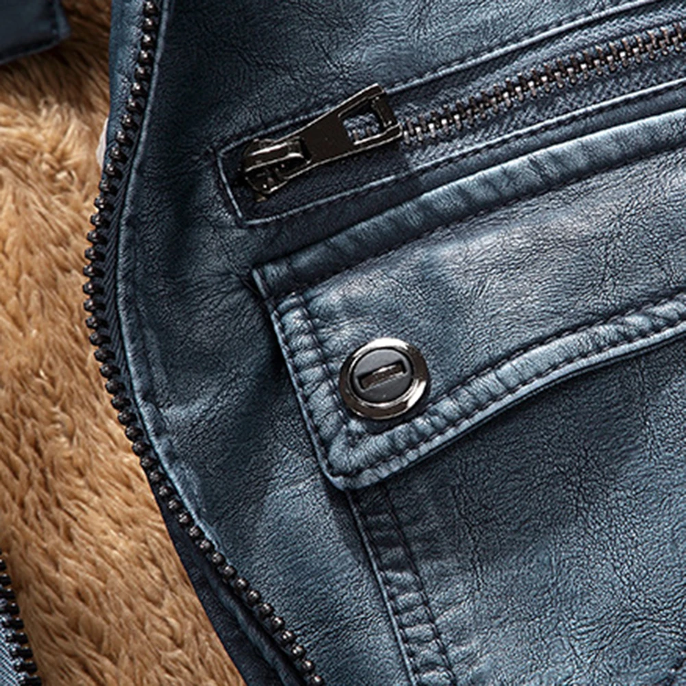 Ретро мотоциклетная кожаная куртка Мужская Флисовая осень зима мода из искусственной кожи толстое пальто мужской размера плюс M-4XL мужская кожаная куртка s