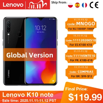 Перейти на Алиэкспресс и купить Глобальная версия Lenovo K10 Примечание (Z6 Lite) 64 Гб 128 Snapdragon 710 Octa Core тройной задней камеры 6,3 дюймов капли воды 4050 мА-ч Code:HOCHU (При заказе от 7 000 Р-800 P)