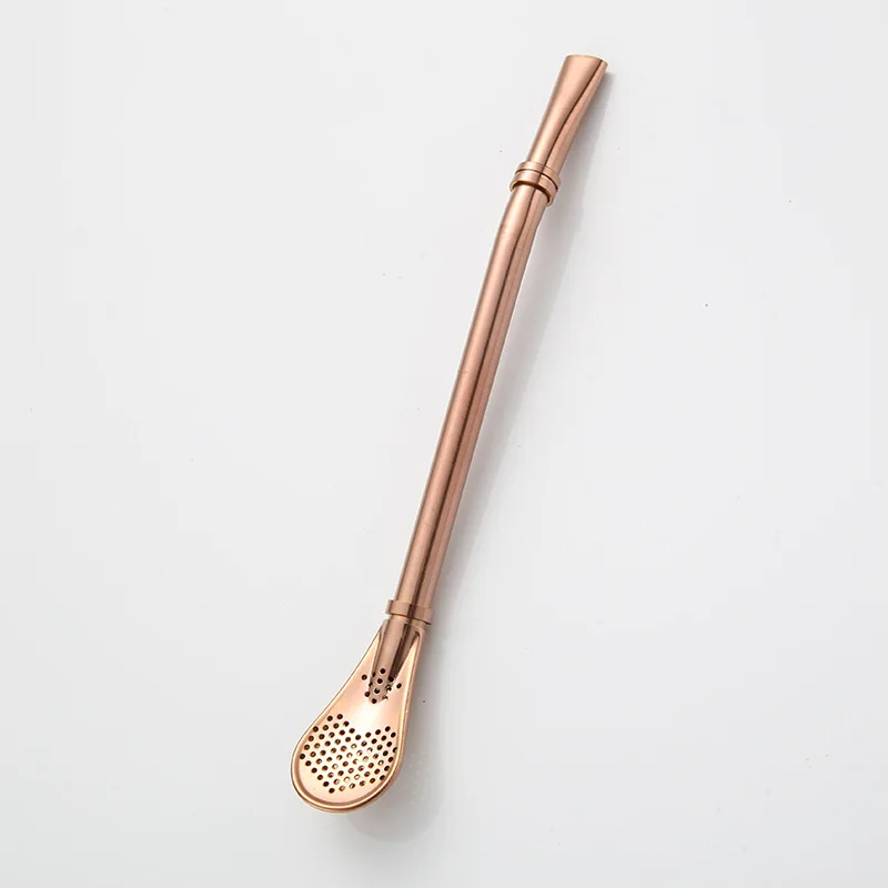 Rose golden Красочные нержавеющие фильтрованные многоразовые трубочки для вина, пива, соломы, аксессуары для домашнего бара - Цвет: Rose golden